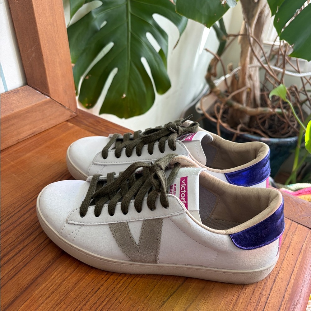Victoria White and Purple Sneakers
